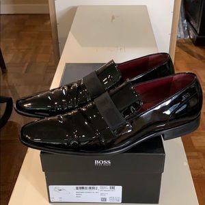 Hugo Boss Mellion Black Patent Leather Slip-Ons